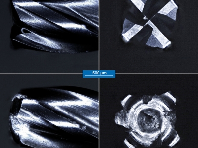 Standartní nástroj před a po obrobení jedné drážky